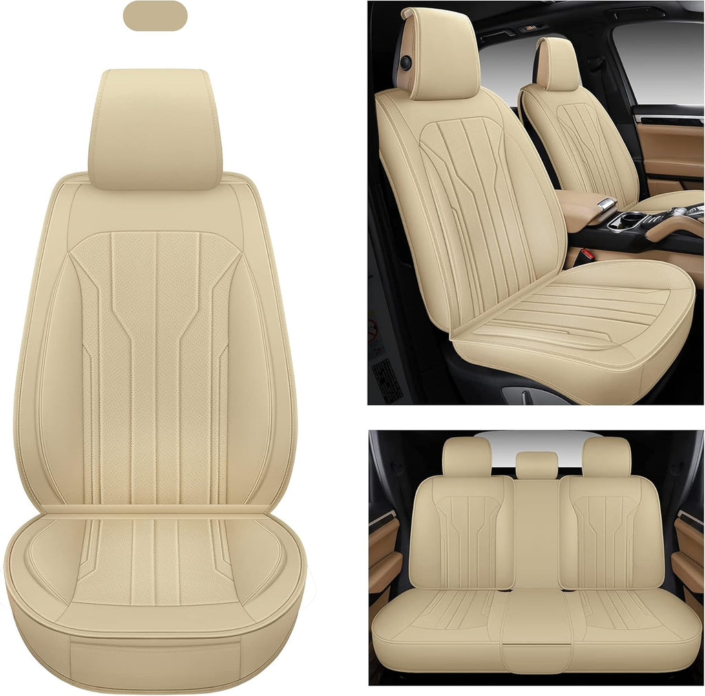 Black Leather Car Seat Covers, Front Pair U9194
