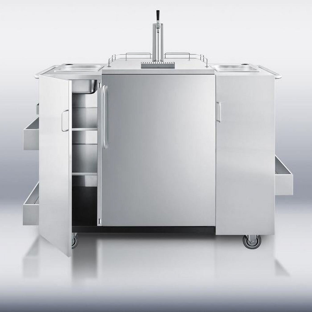 Outdoor Serving Cart with Beer Dispenser - Stainless Steel V872066