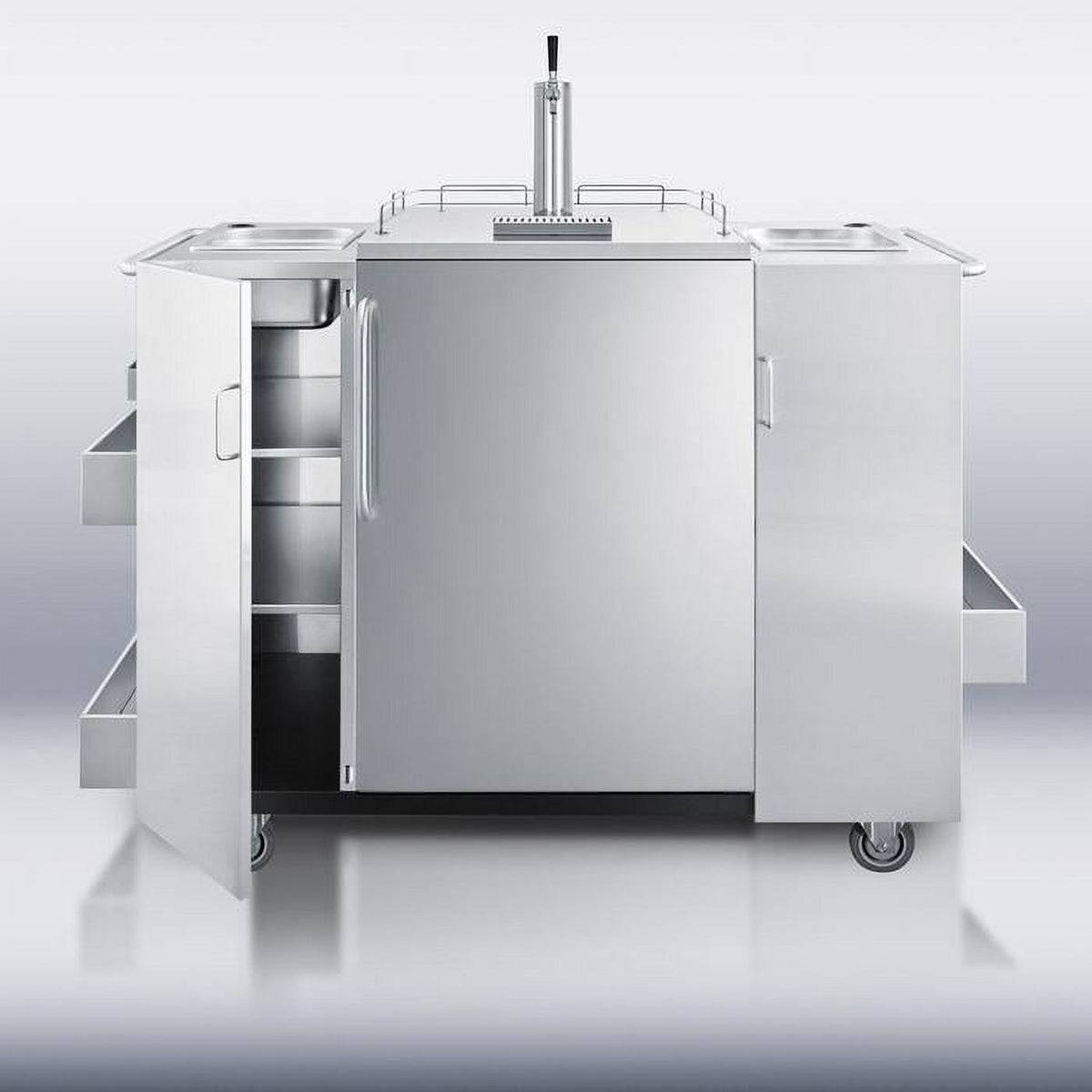 Outdoor Serving Cart with Beer Dispenser - Stainless Steel V872066