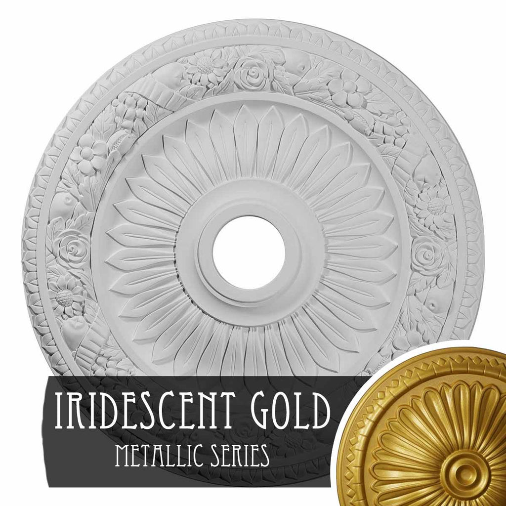 Hand-Painted Iridescent Gold Ceiling Medallion Q4336