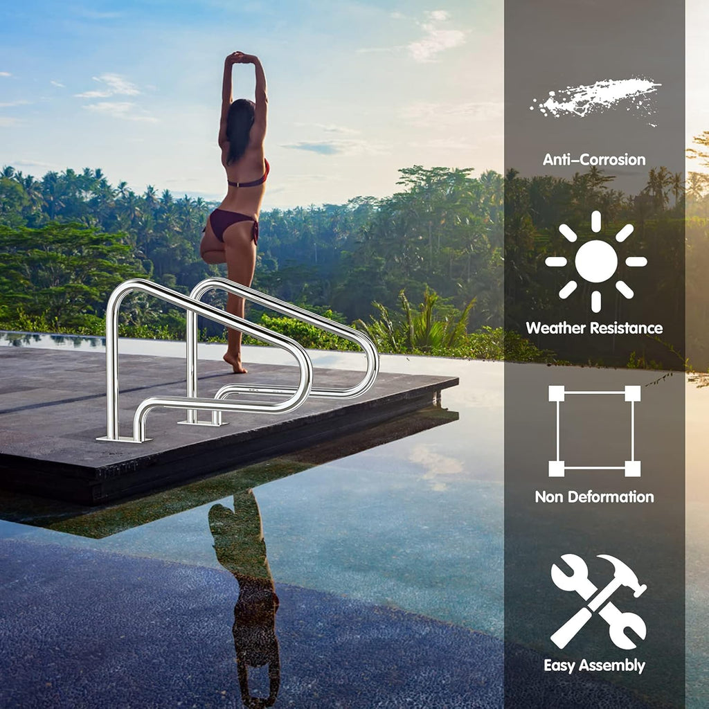 Stainless Steel Pool Hand Rail with Base Plate M159338