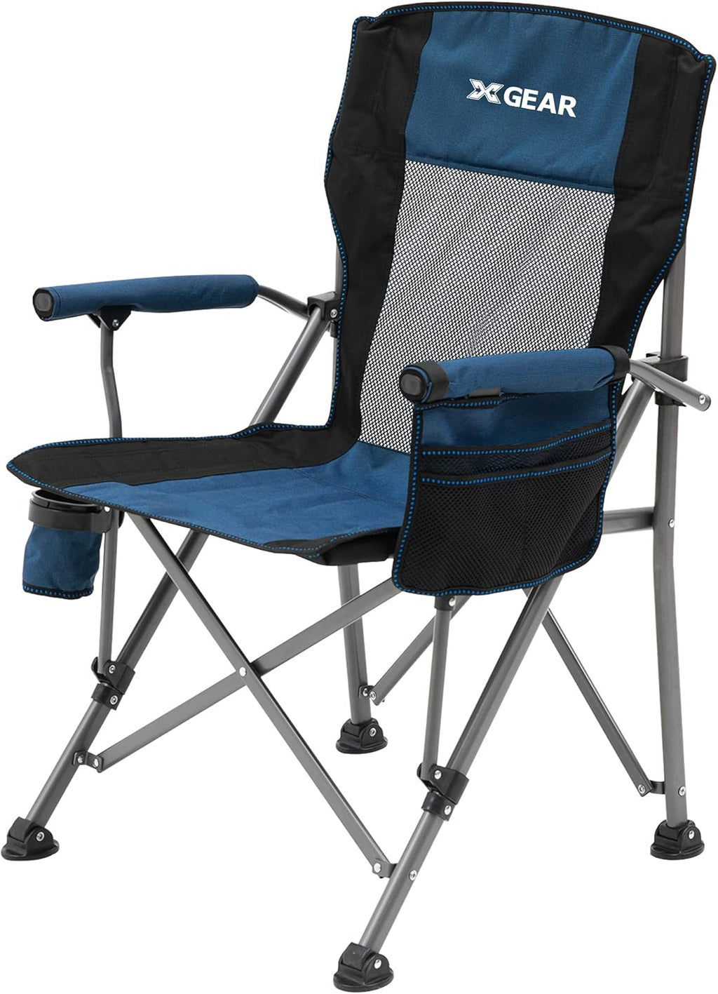 Hard Arm Folding Camping Chair with Mesh Back (Cool Grey) G4871