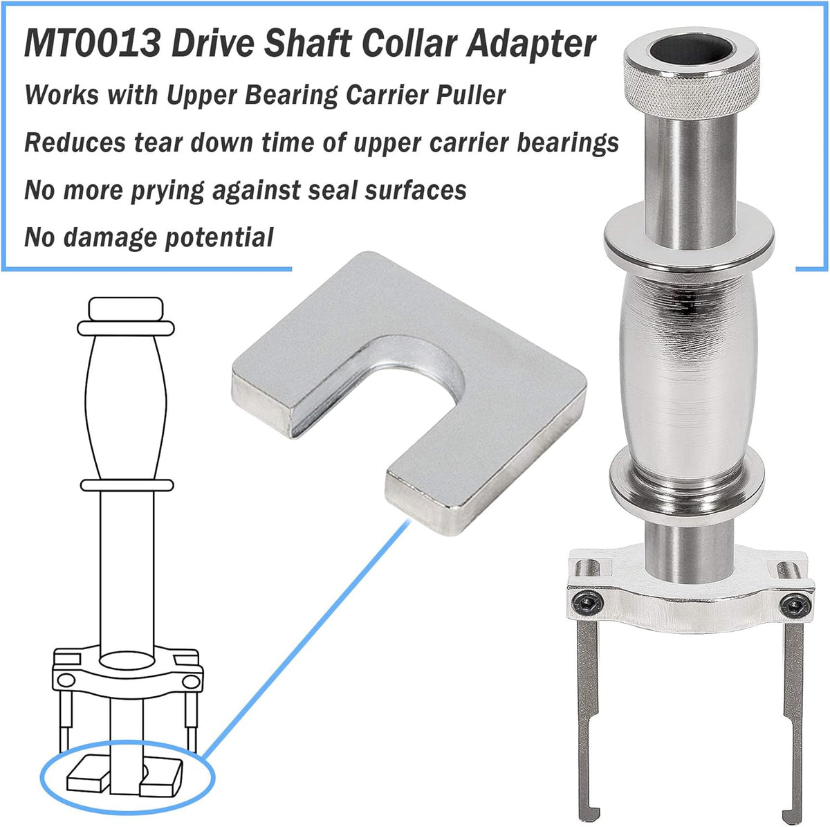 Upper Bearing Carrier Puller with Drive Shaft Collar Adapter Y1019