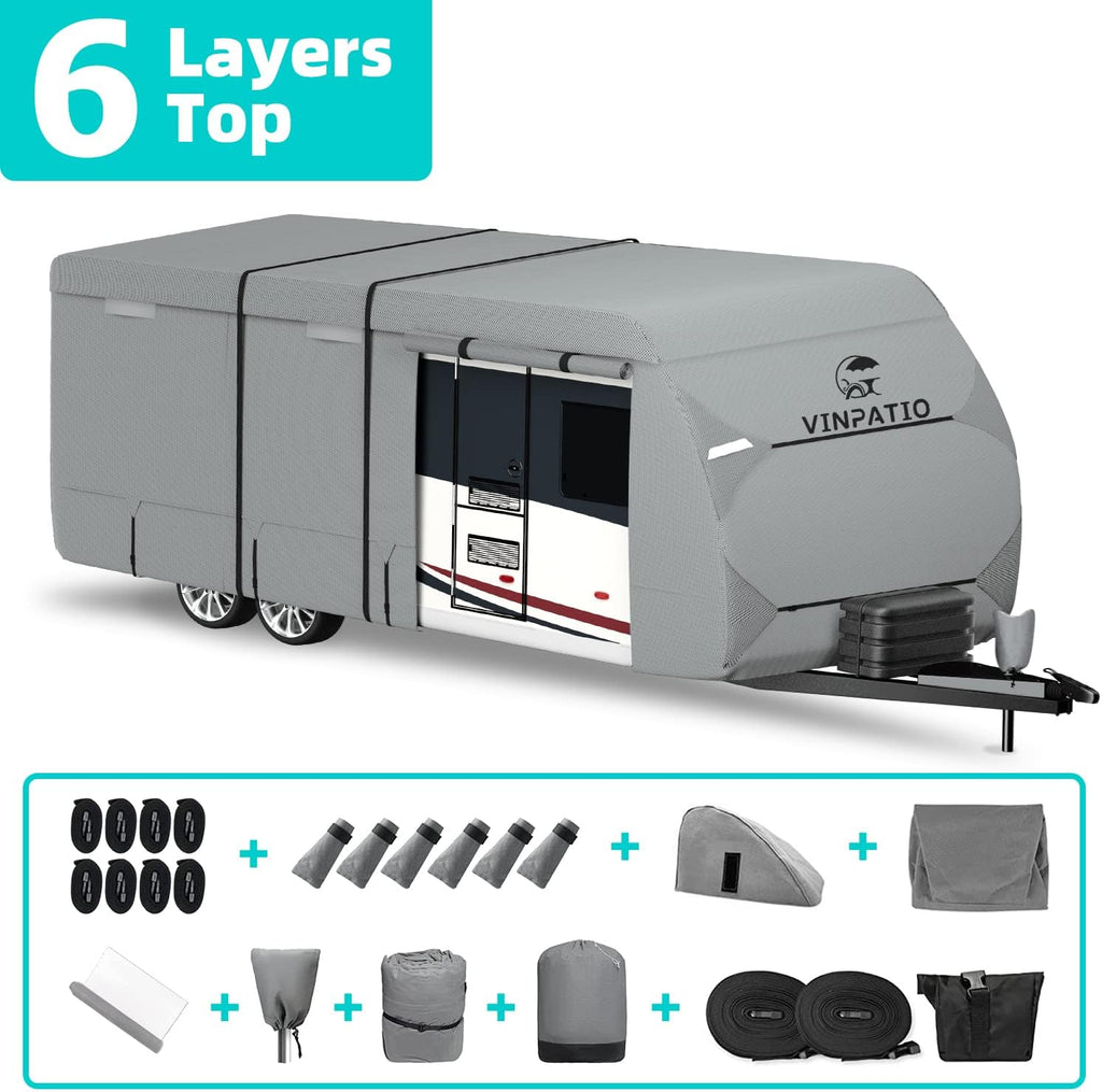 Travel Trailer Cover with Tongue Jack Cover and Straps M56419