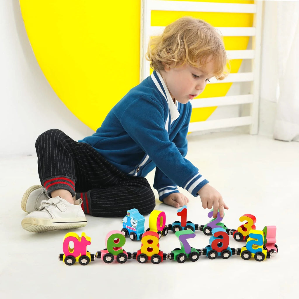 Wooden Magnetic Train Building Blocks Puzzle Toys D596