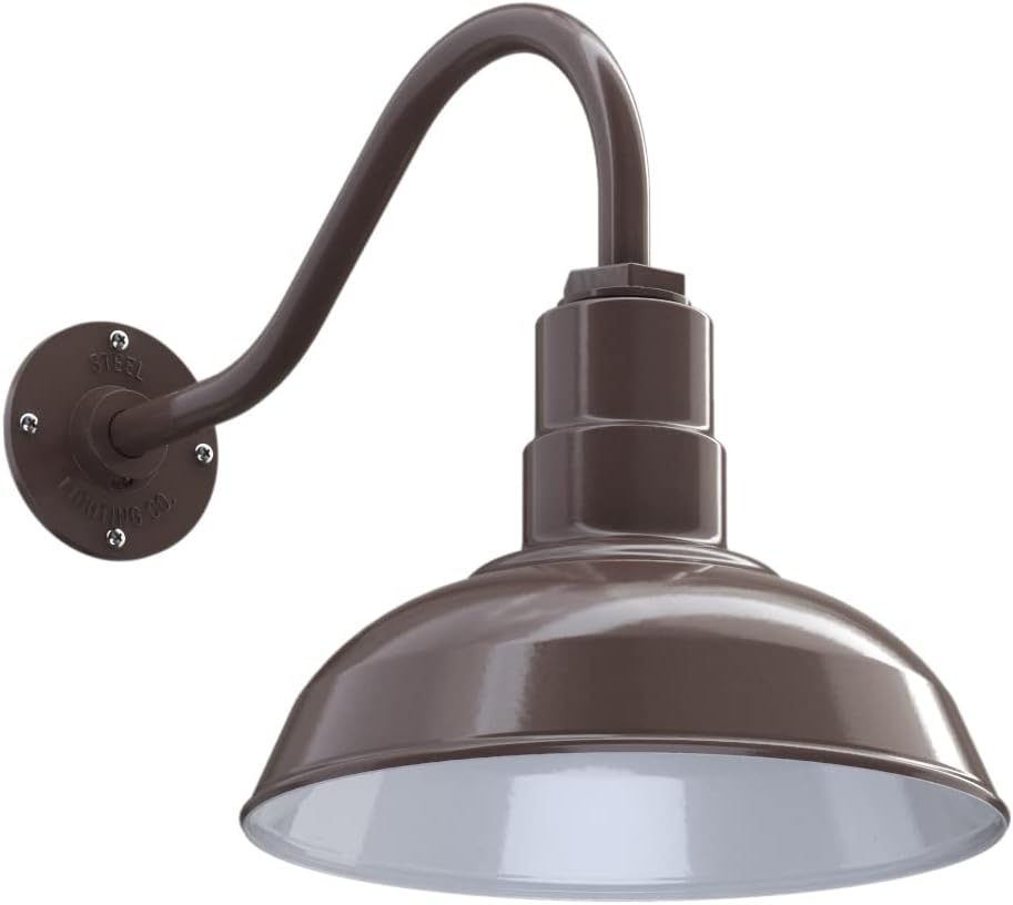 Matte Black 12 inch Dome 11 inch Gooseneck Outdoor Wall Mounted Barn Light G160