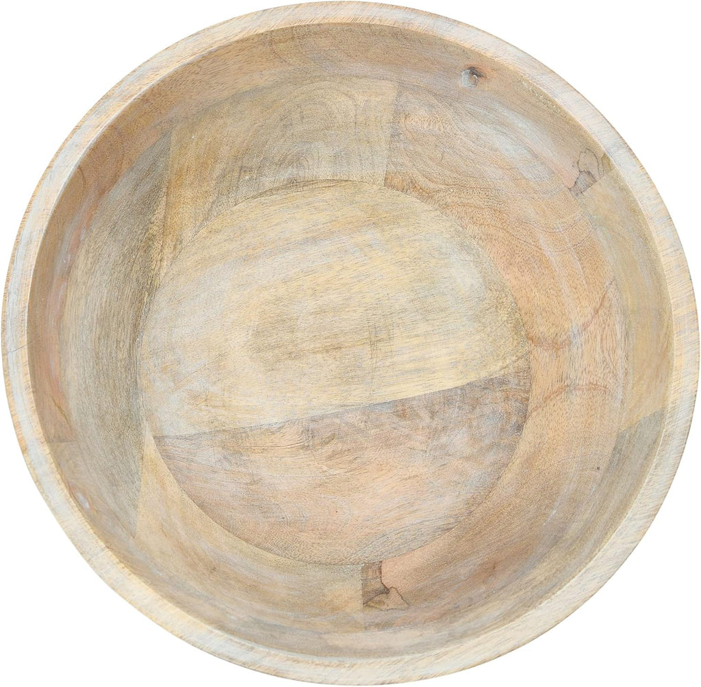 Mango Wood Footed Carved Circle Bowl K3573