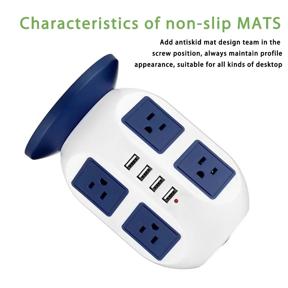 Multi Plug Charging Tower Surge Protector 8 AC Outlets 4 USB Port Power Strip Tower Extension Cord 3 Meters M24349