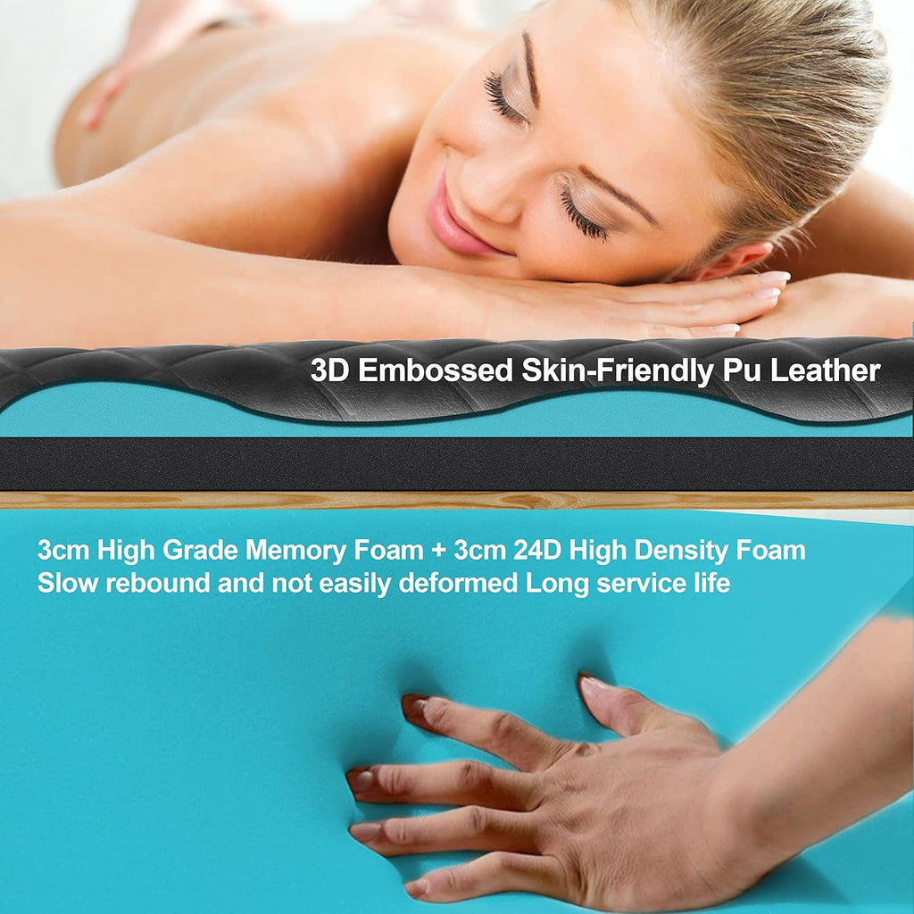 Portable Bi-Fold Memory Foam Massage Table with Carrying Case Y967