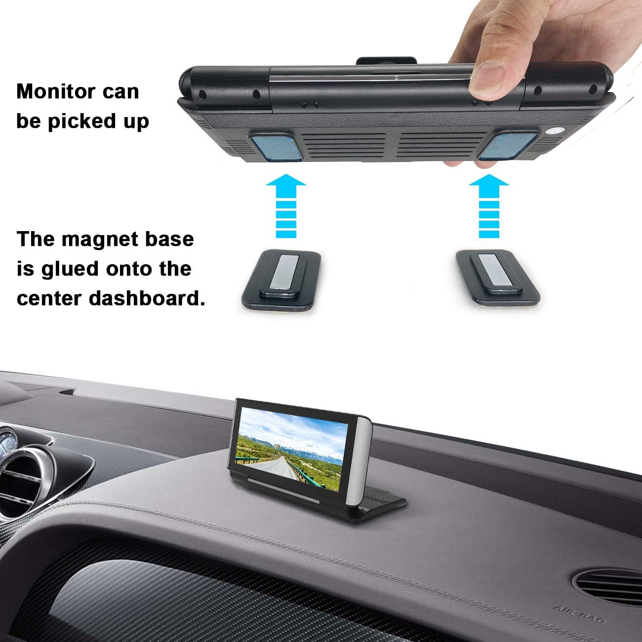 1080P HD Backup Camera with 7 inch Touch Screen Dual Lens Front and Rear S873