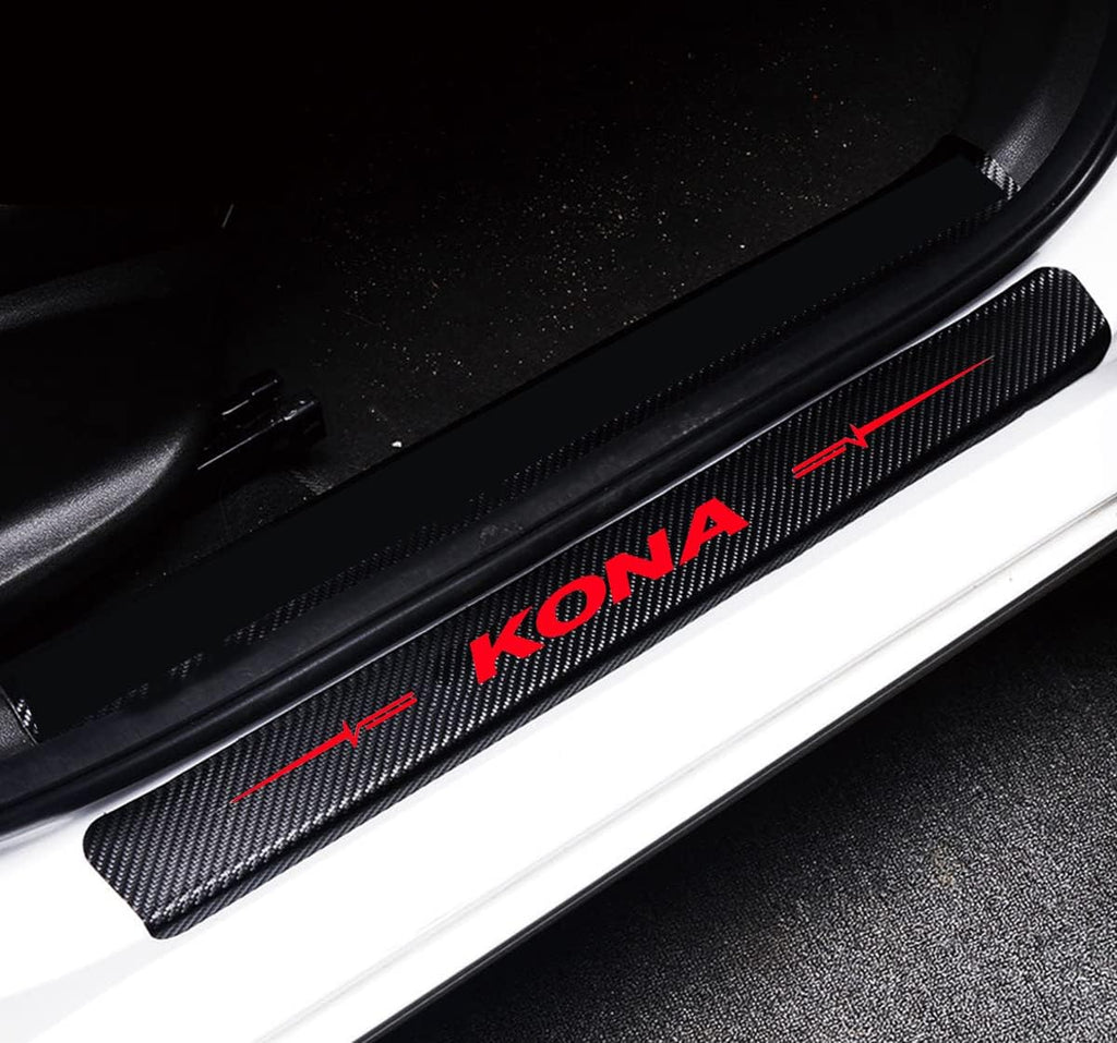 4Pcs Reflective 4D Carbon Fiber Leather Door Sill Protector Sticker V58865