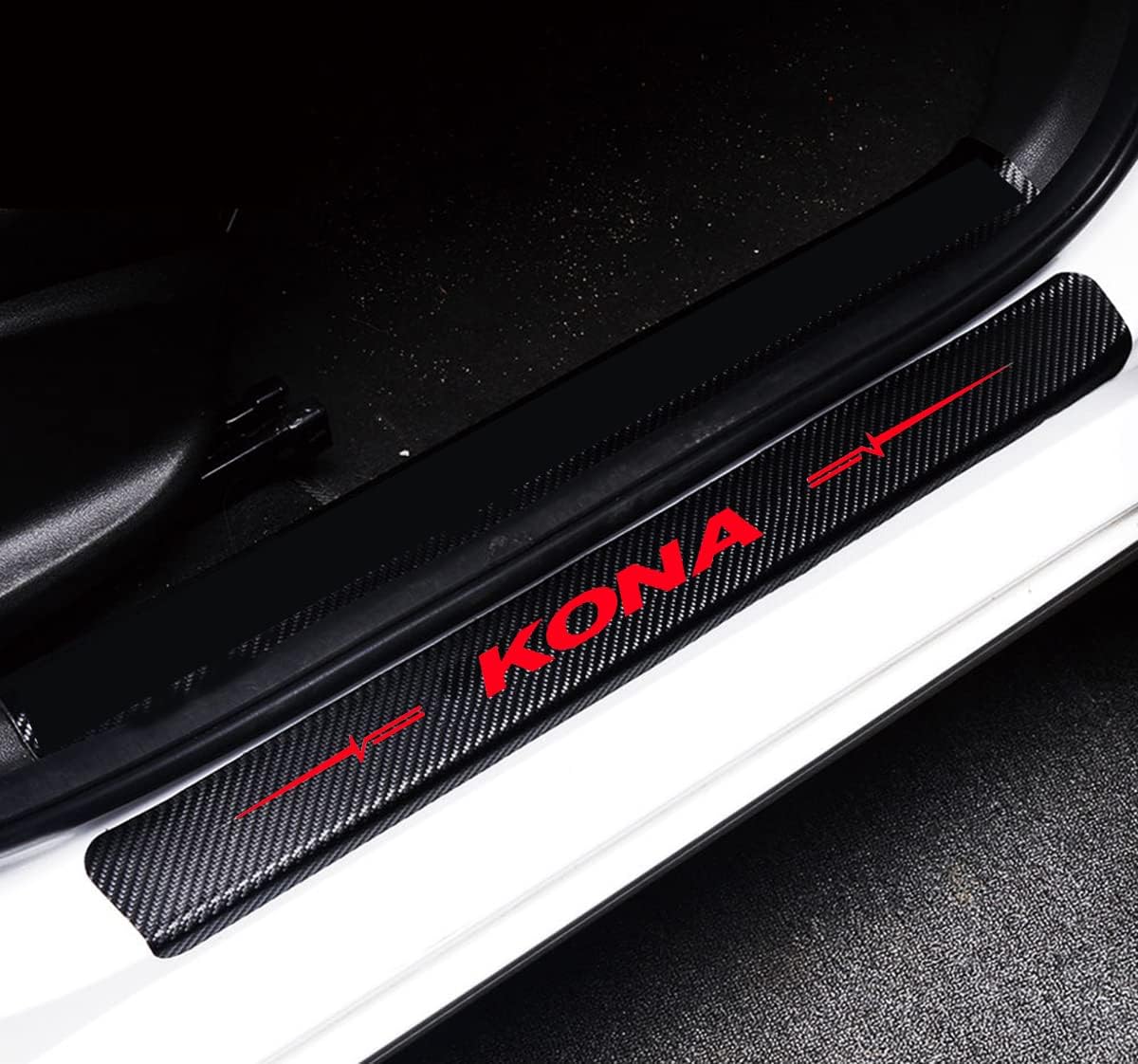 4Pcs Reflective 4D Carbon Fiber Leather Door Sill Protector Sticker V58865