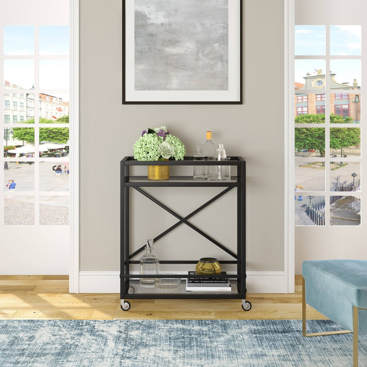 Satin Nickel Bar Cart A90920