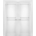 White Solid Wood Double Closet Doors V192454