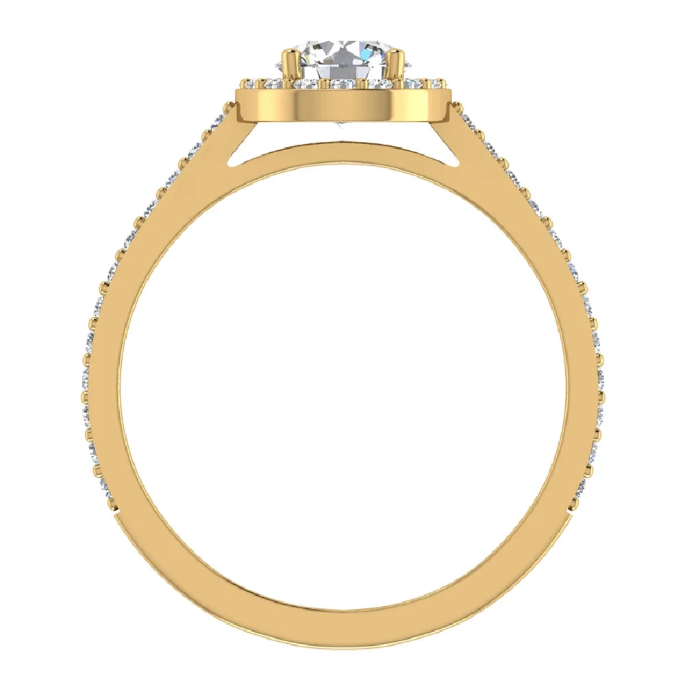 1.48 CT GIA Certified Round Brilliant Diamond Halo Engagement Ring 14K Gold L7858