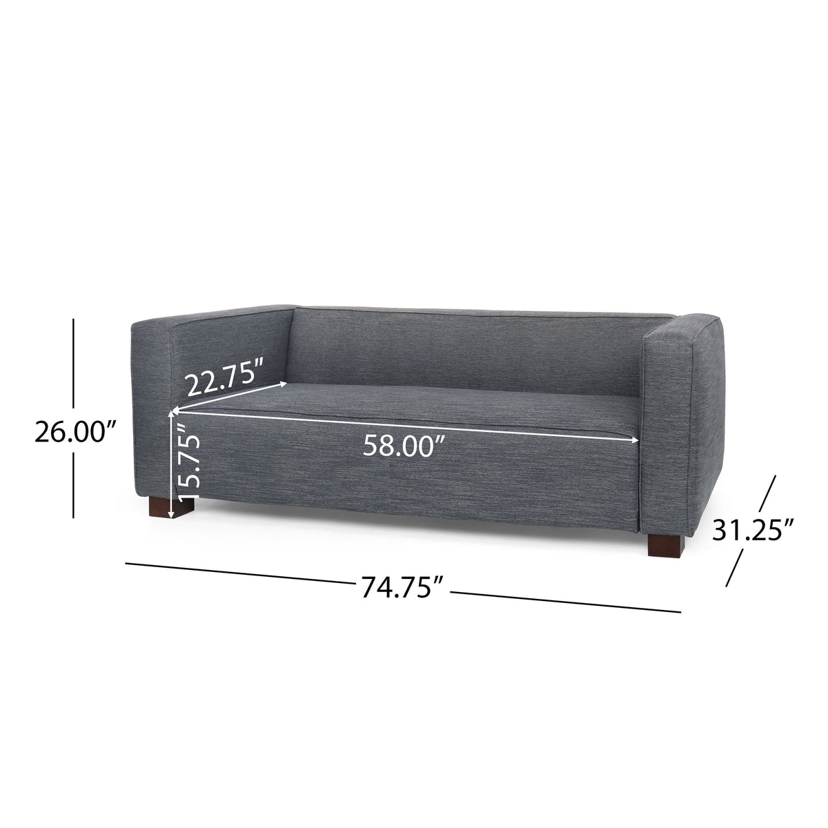 Charcoal Fabric Upholstered Loveseat V499025