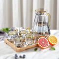 Black Diamond Glass Pitcher with 4 Cups, 1 Tray A36454
