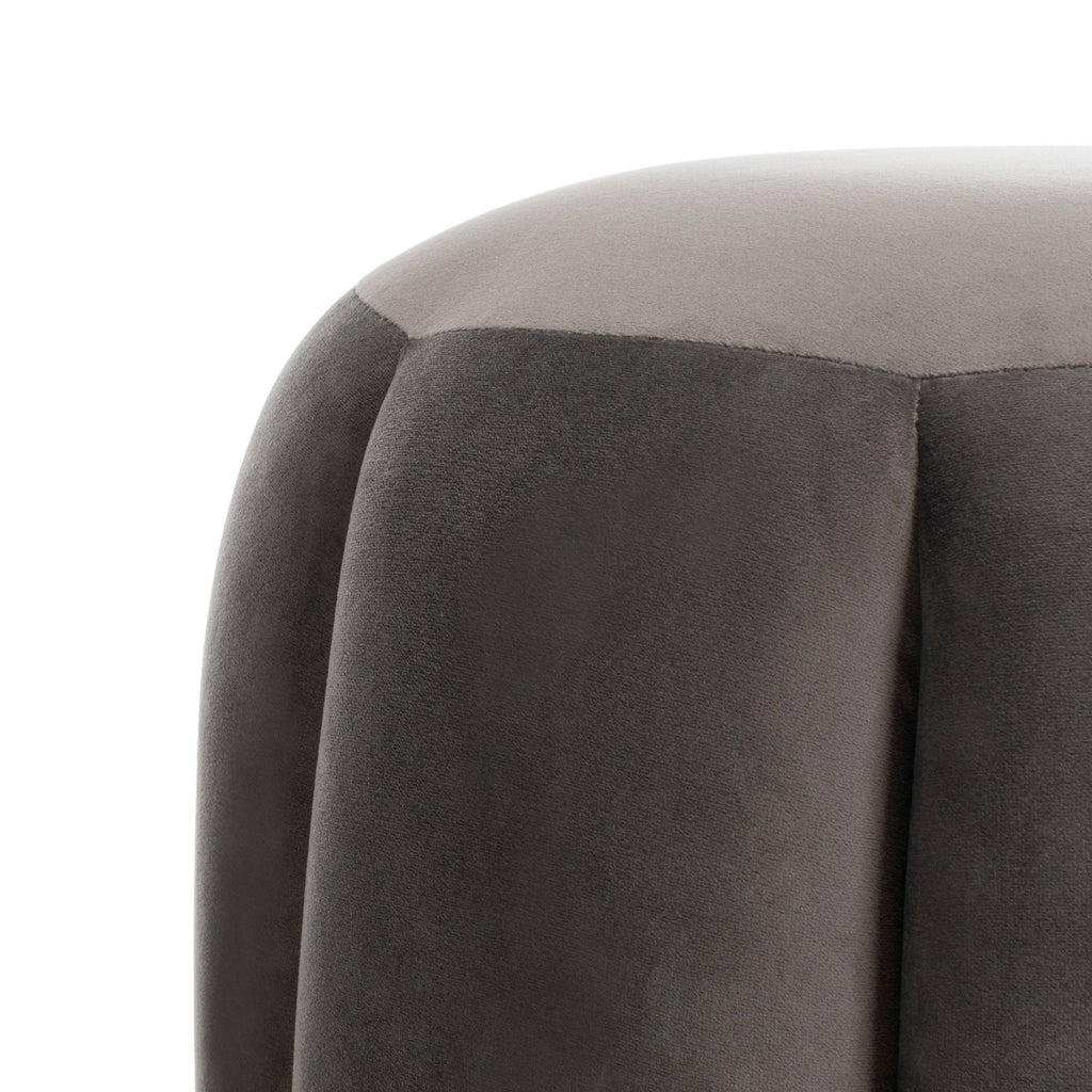 Dark Gray Channel Tufted Ottoman B49070