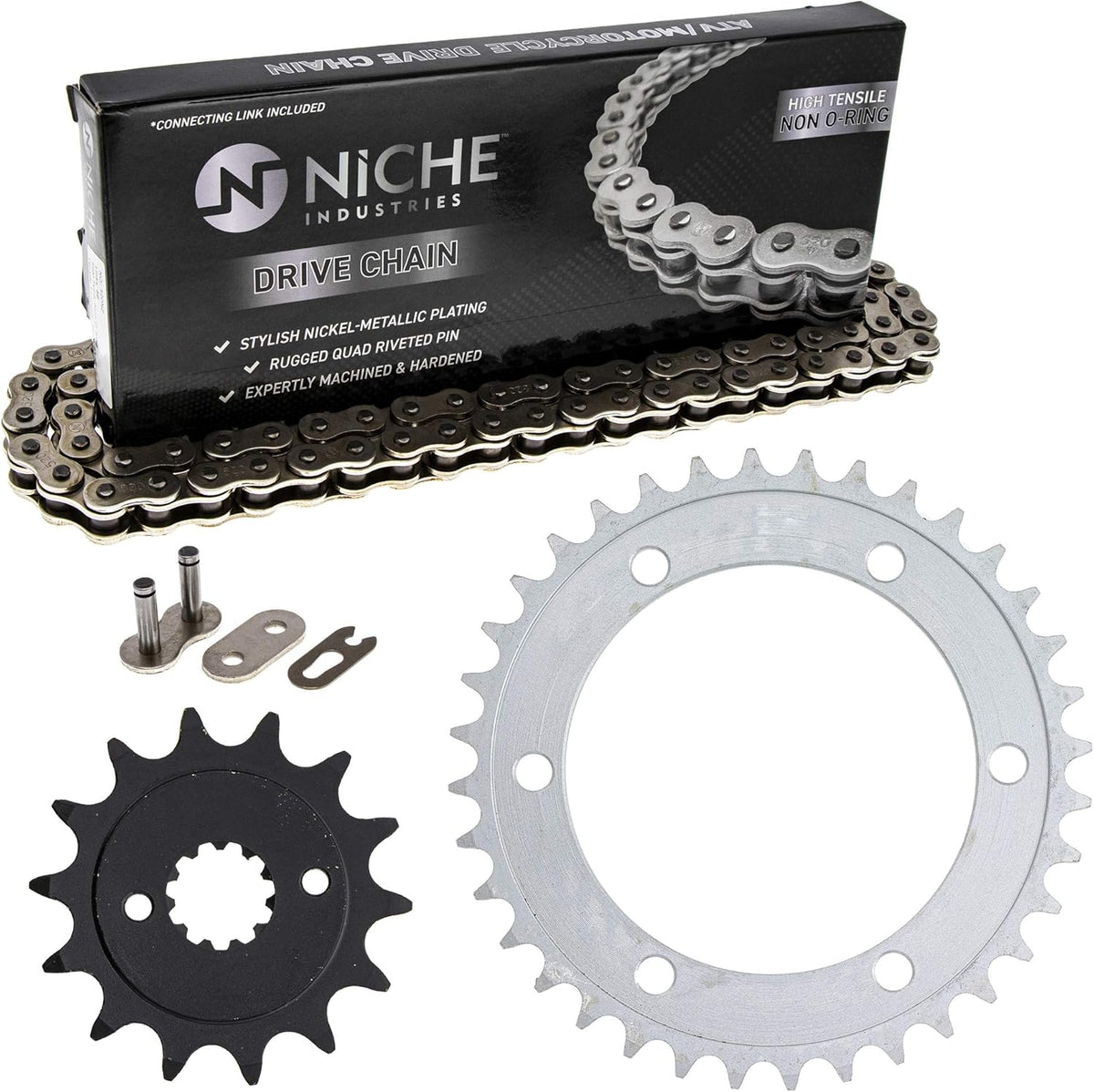 Drive Sprocket Chain Combo Front 14 Rear 36 Tooth 520NZ Standard 108 Links J80539