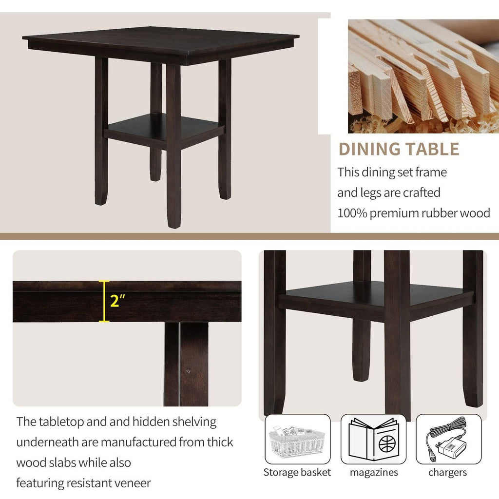 5pcs Counter Height Dining Set with Padded Chairs P398788