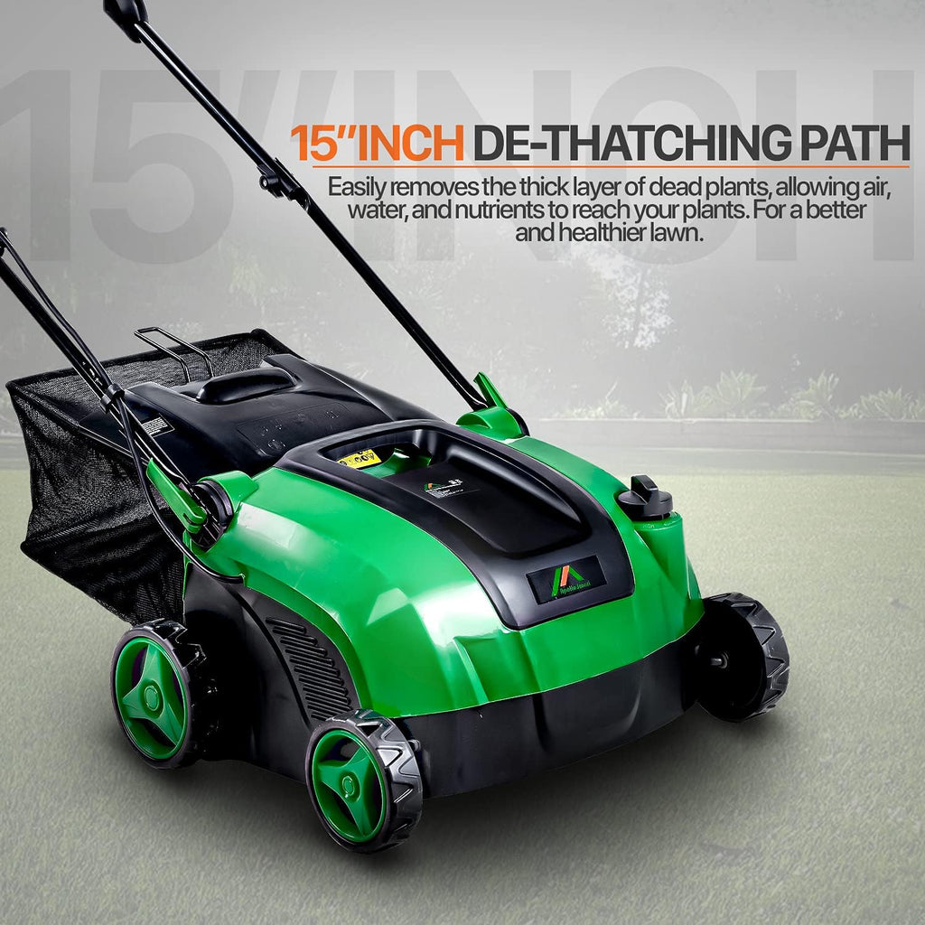 2 in 1 Corded Electric Walk Behind Scarifier Lawn Dethatcher with Collection Bag Q869