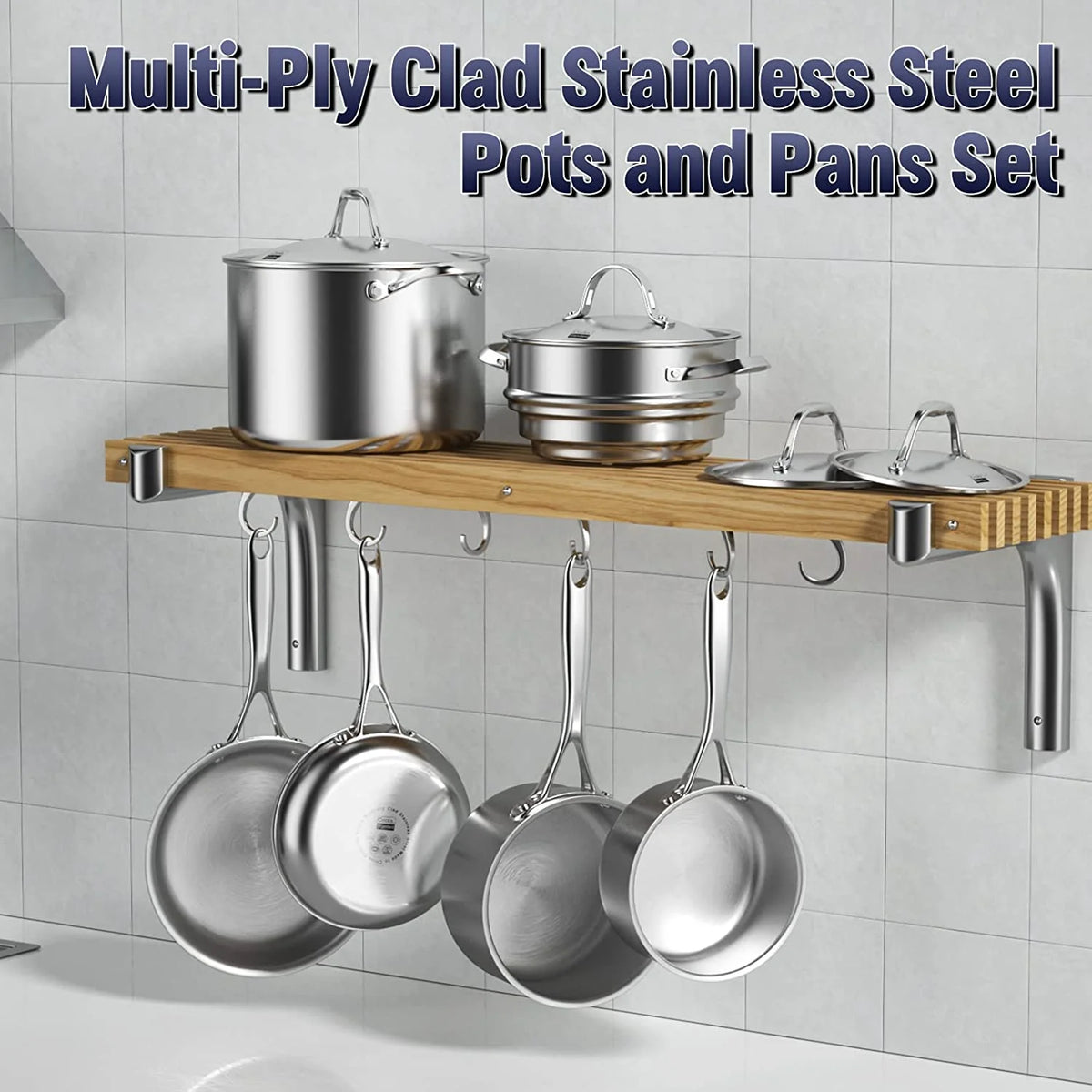 10-Piece Stainless Steel Cookware Set with Fry Pan L476393
