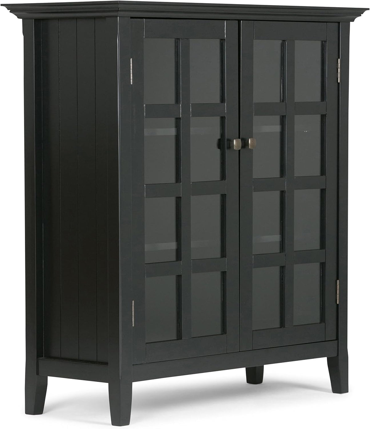 Distressed Grey Solid Wood Storage Cabinet with 2 Tempered Glass Doors and 4 Adjustable Shelves K4041