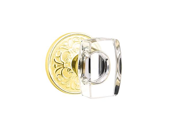 Polished Brass Crystal Privacy Knob Set G29243